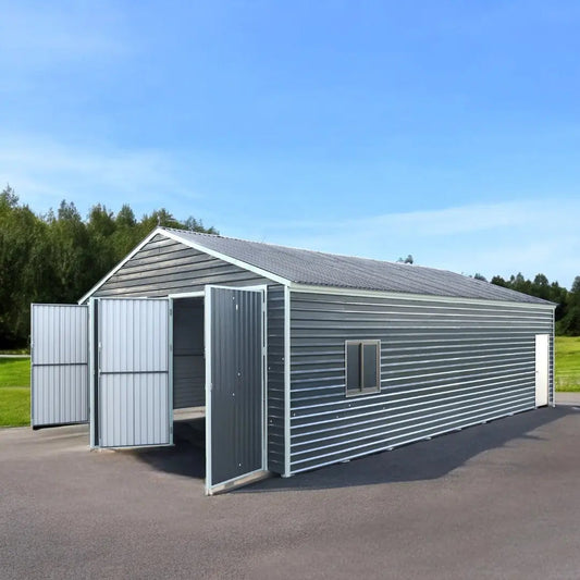 26' x 40' Metal Garage Shed, 9' High Double Front Doors, 14' Peak, 1040 Sq-Ft TMG-MS2640-1