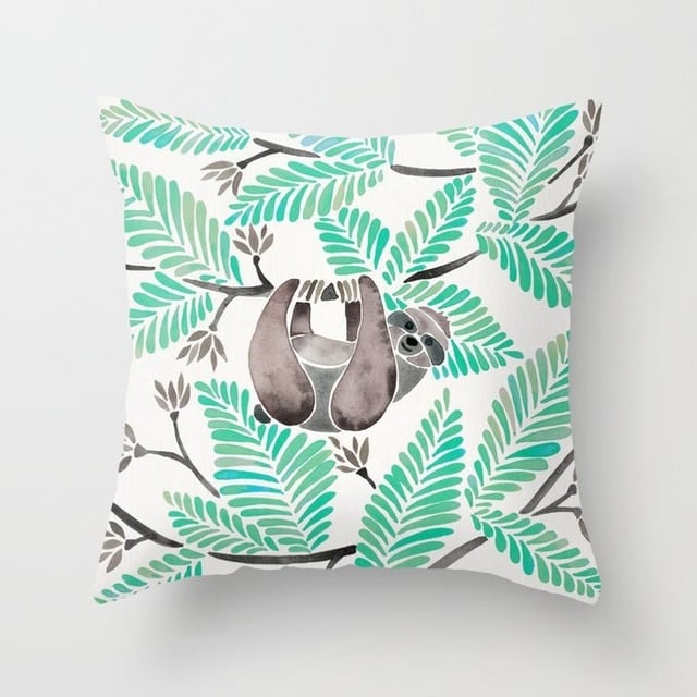 Mint Green Peach Skin Pillowcase Cushion Cover