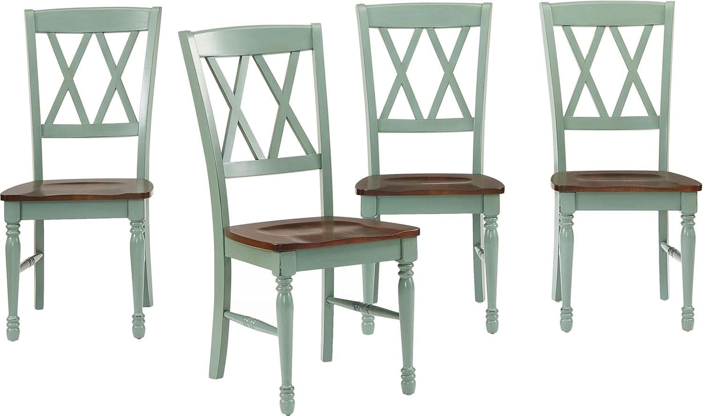 Shelby Distressed Teal XBack Dining Room Chairs Set of 4-3