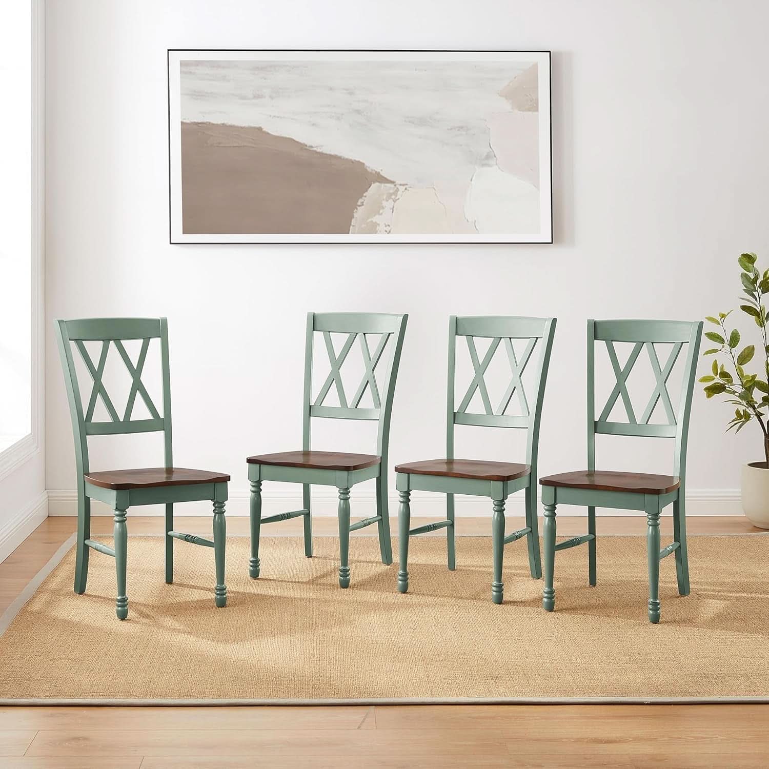 Shelby Distressed Teal XBack Dining Room Chairs Set of 4-1