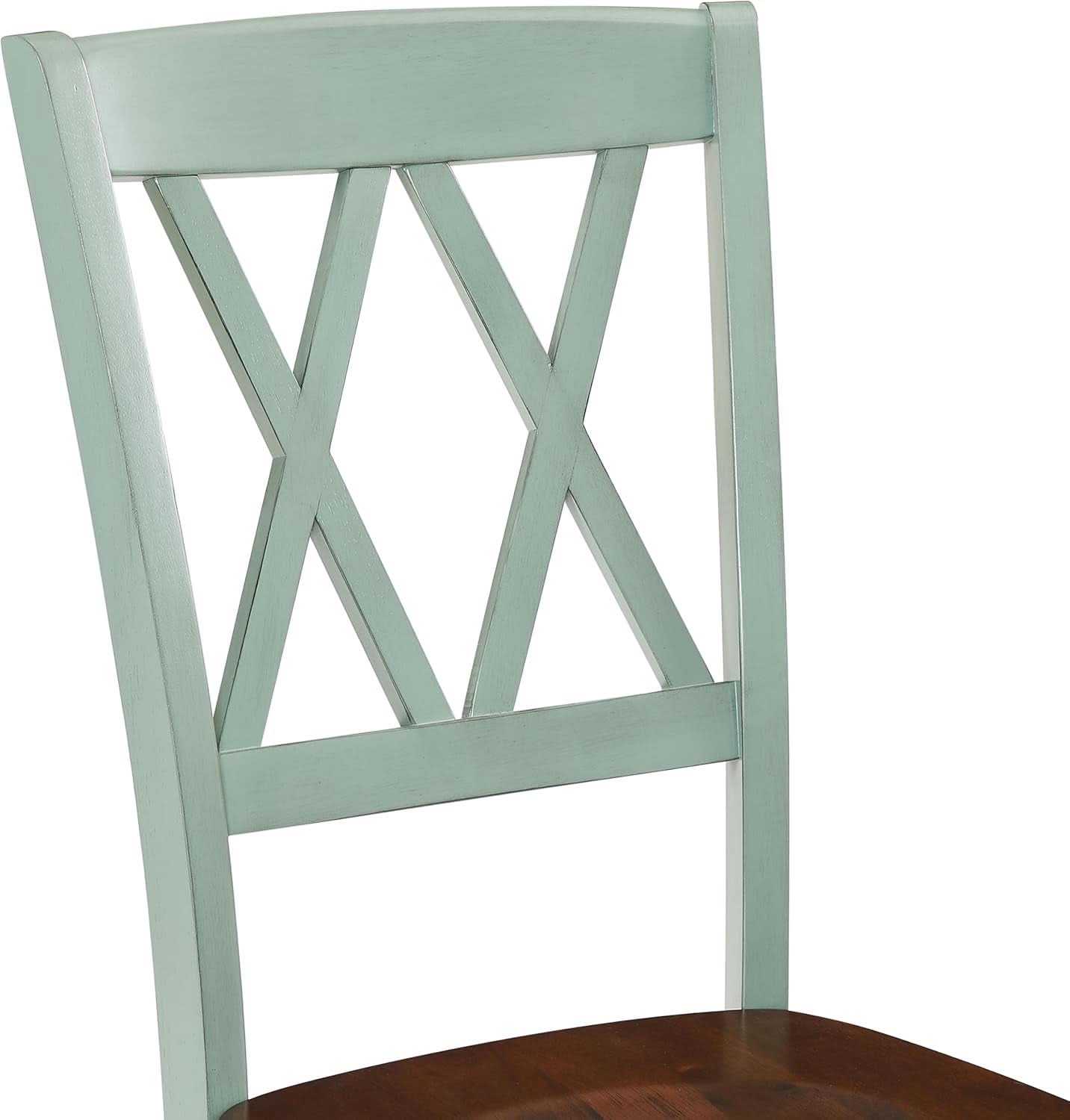 Shelby Distressed Teal XBack Dining Room Chairs Set of 4-4
