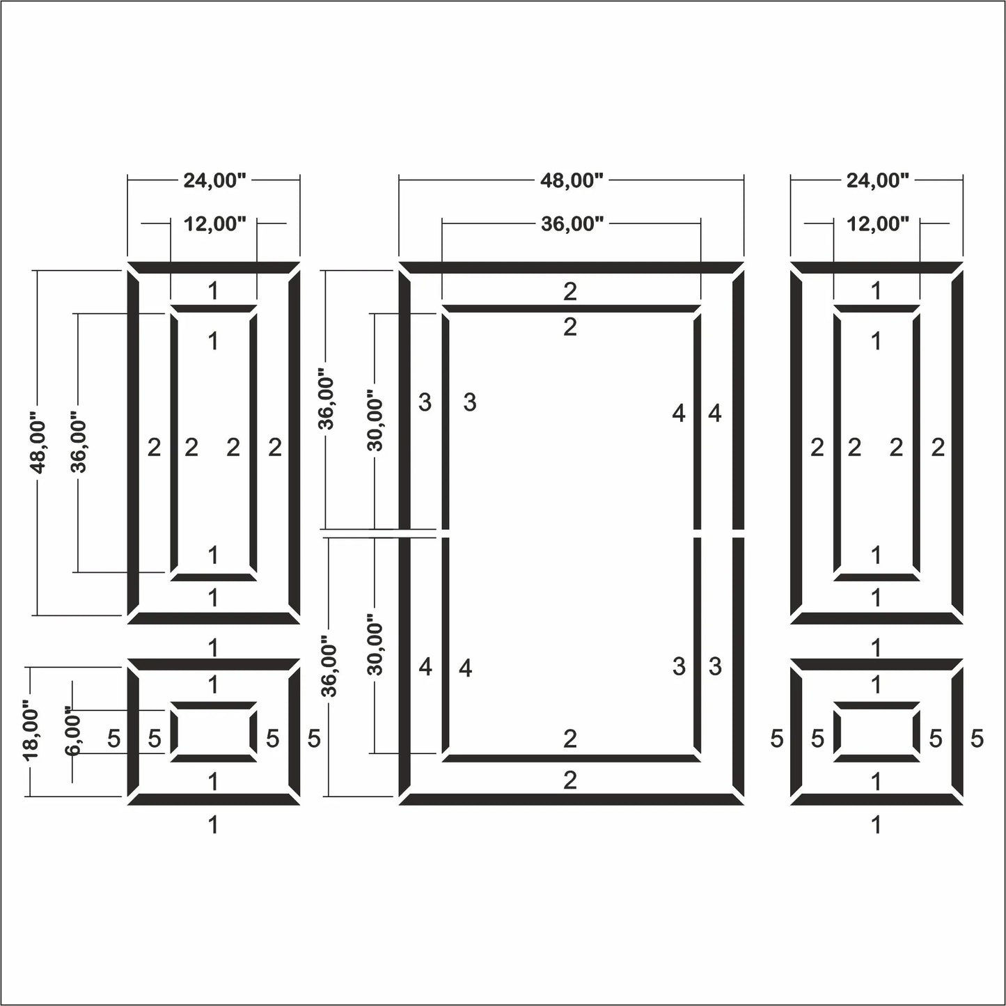 Wall Moulding Kit - 3 Upper & 2 Bottom Frames | Easy Installation-2