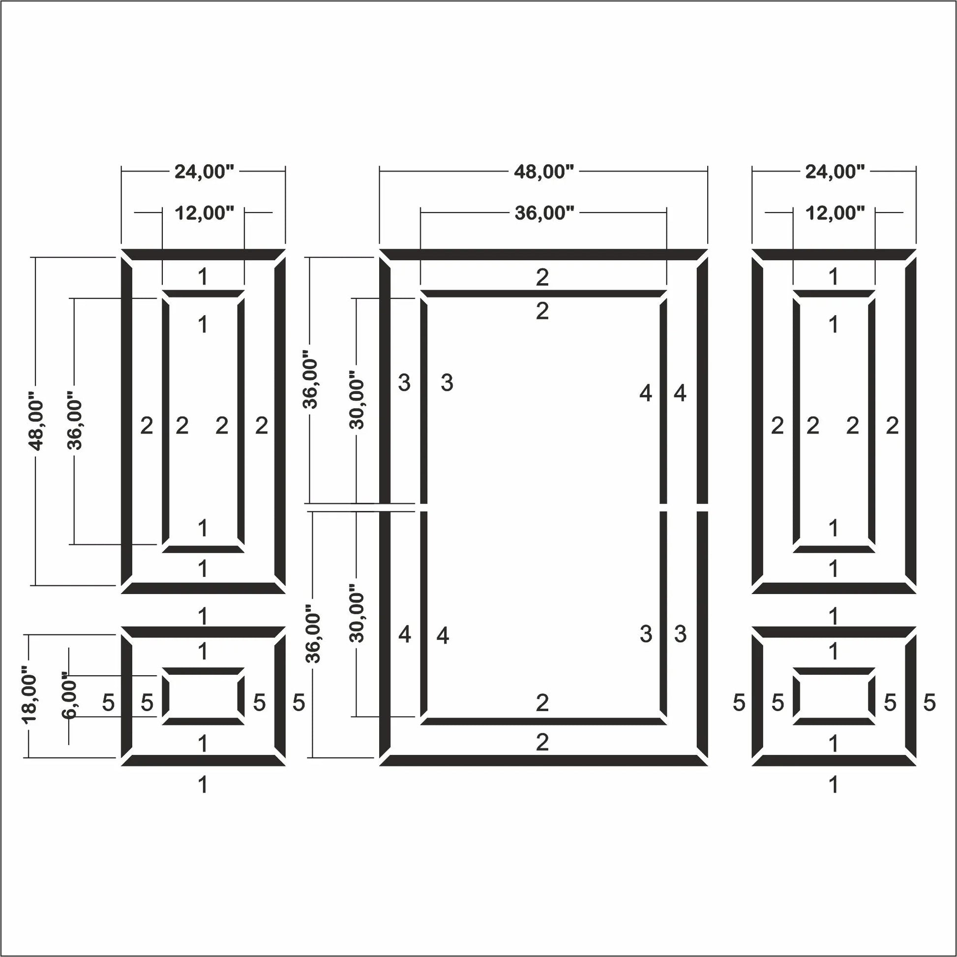 Wall Moulding Kit - 3 Upper & 2 Bottom Frames | Easy Installation-2