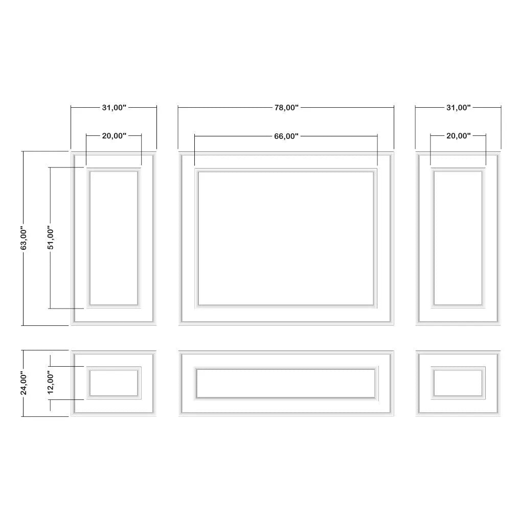 Nursery Wall Molding Kit - Ready to Assemble | 3 Upper & 3 Bottom Nested Frames | Pre-Cut & Primed-3