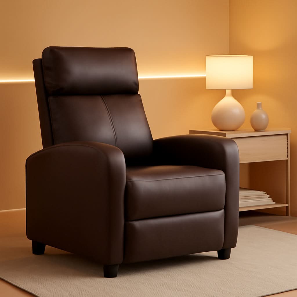 Recliner Chair Brown Adjustable Living Room Armchair-0