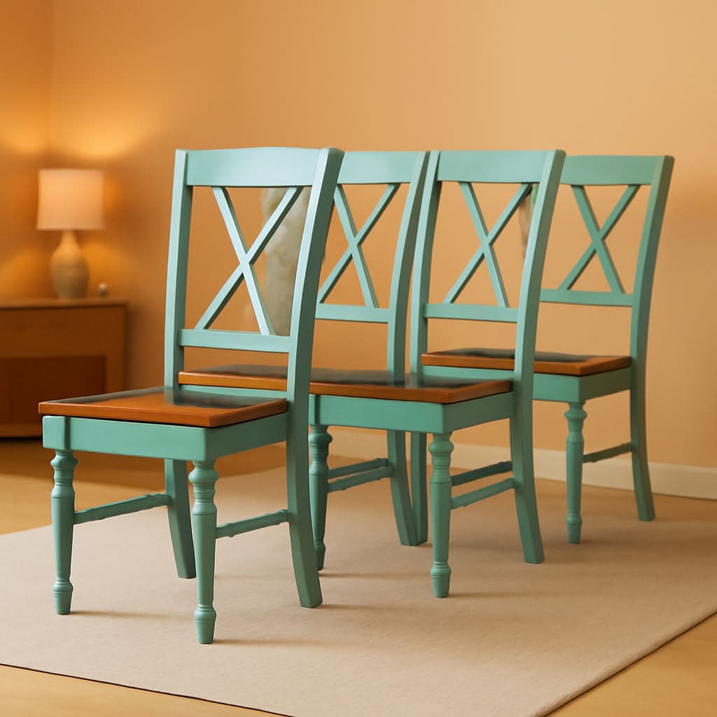 Shelby Distressed Teal XBack Dining Room Chairs Set of 4-0