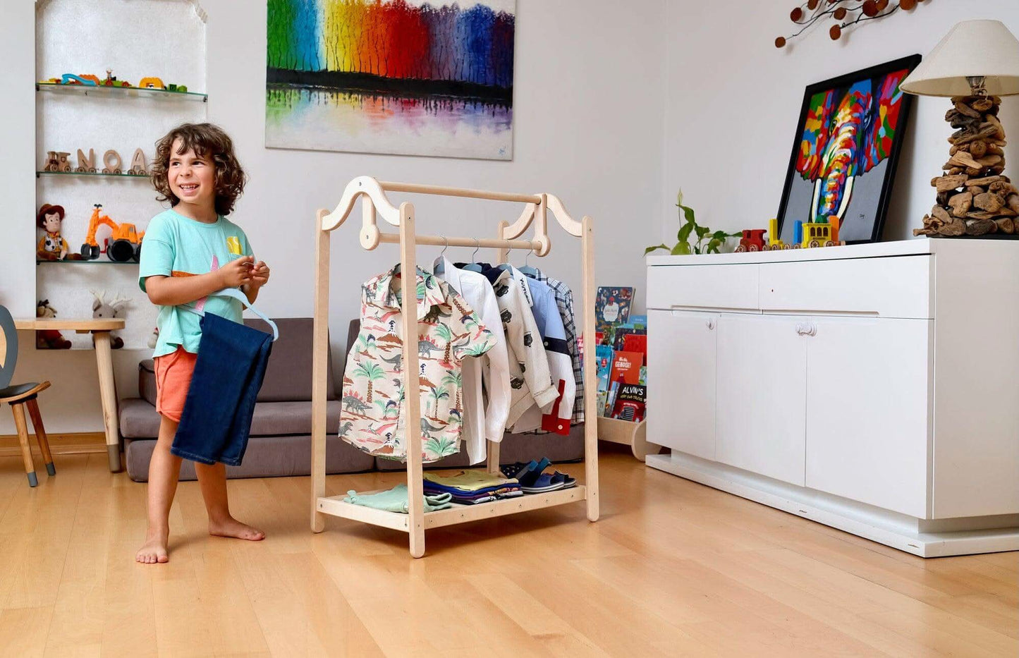 Wooden Kids Clothing Rack-0