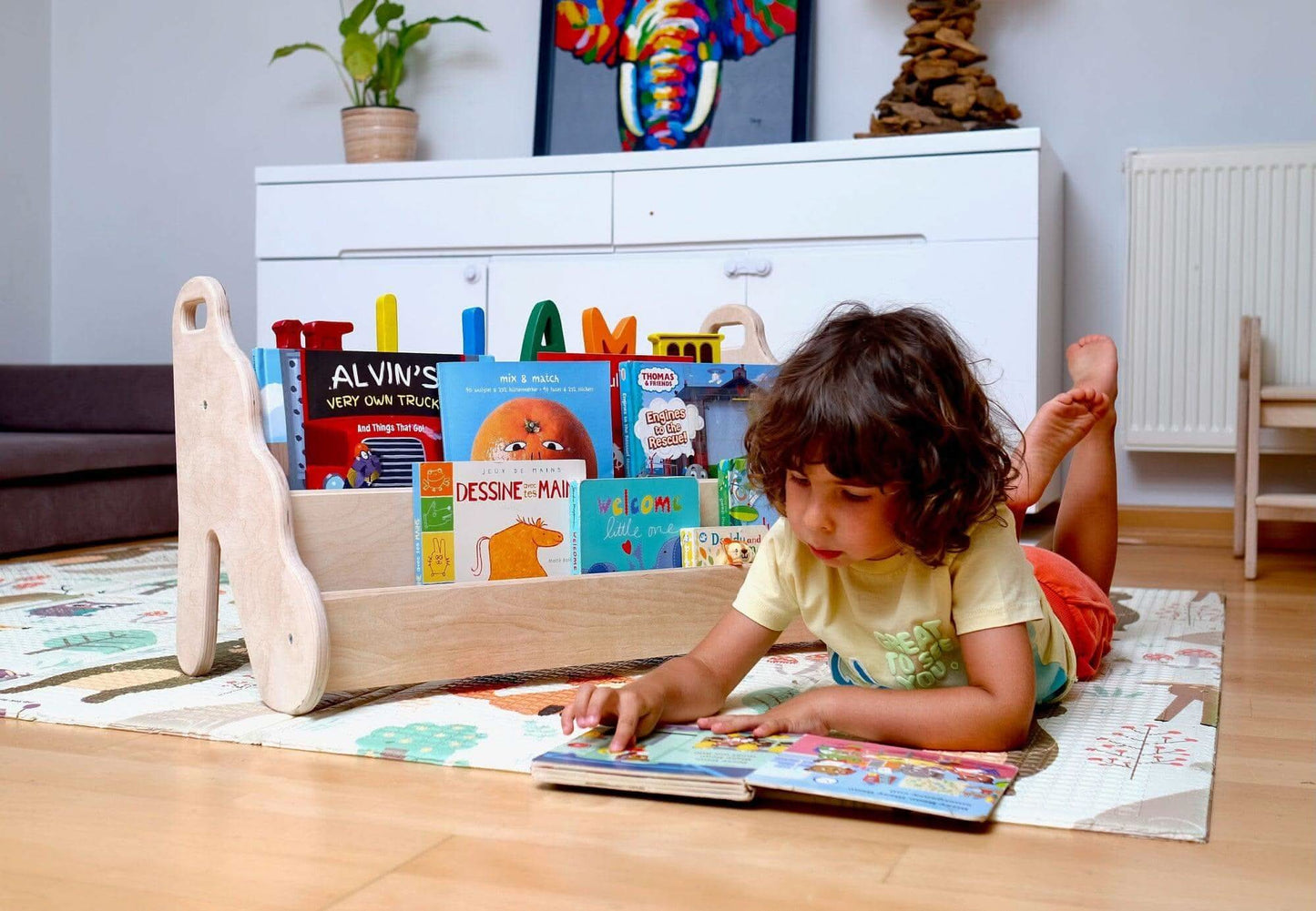 Seatable Wooden Bookshelf / Small-Medium-Large Size